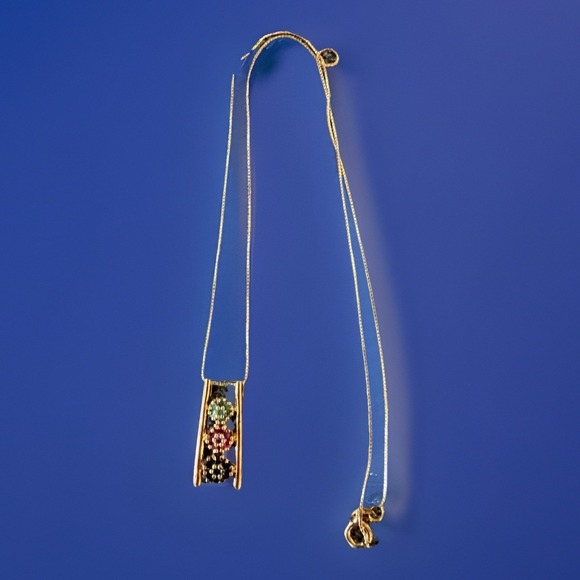 The Unbranded Brand Jewelry - Sterling Silver 925 Gold Vermeil Sapphire Emerald Garnet Pendant Necklace Tested
